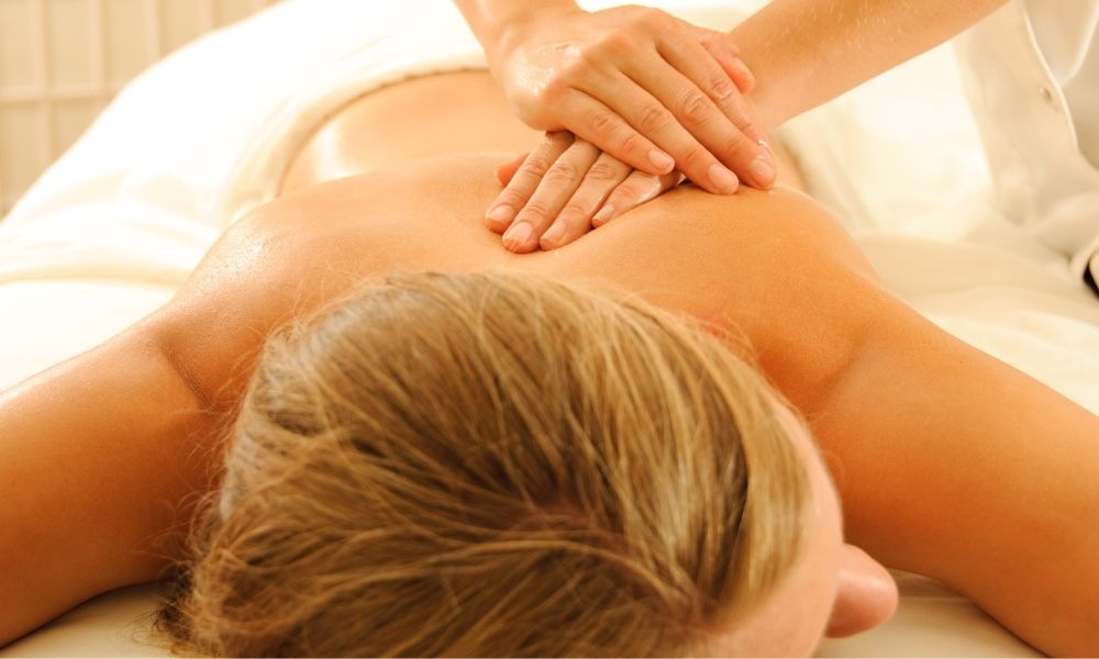 Female receiving a Swedish massage